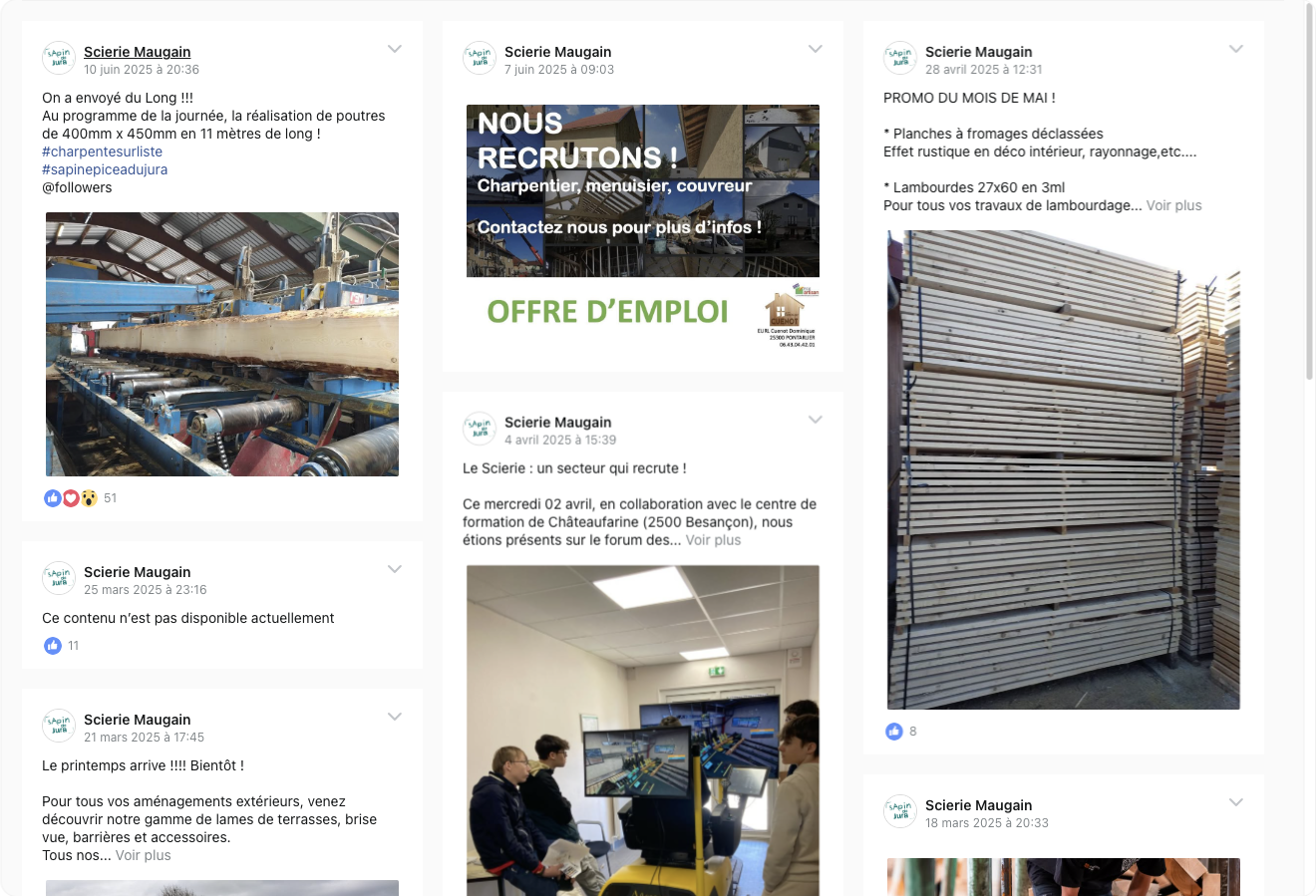Capture d'Ã©cran du feed Facebook montrant les derniÃ¨res actualitÃ©s