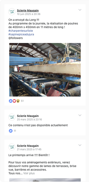 Capture d'Ã©cran du feed Facebook montrant les derniÃ¨res actualitÃ©s